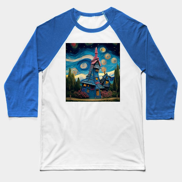 Starry Night Over The Burrow Baseball T-Shirt by Grassroots Green